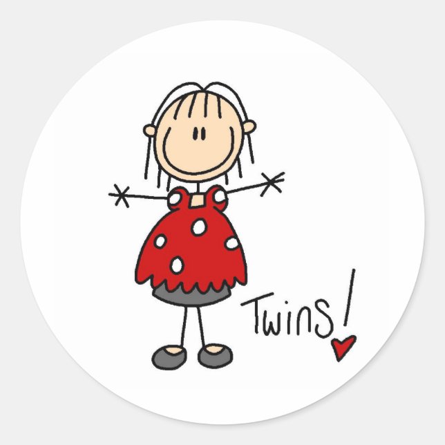 Expecting Twins Stick Figure Sticker (Front)
