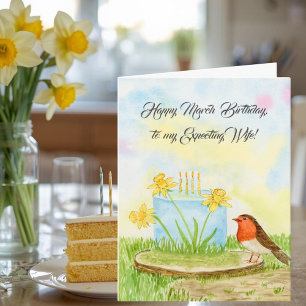 Expecting Wife Happy March Birthday Daffodils Card