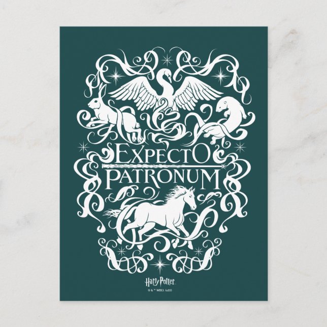 Expecto Patronum Filigree Graphic Postcard (Front)