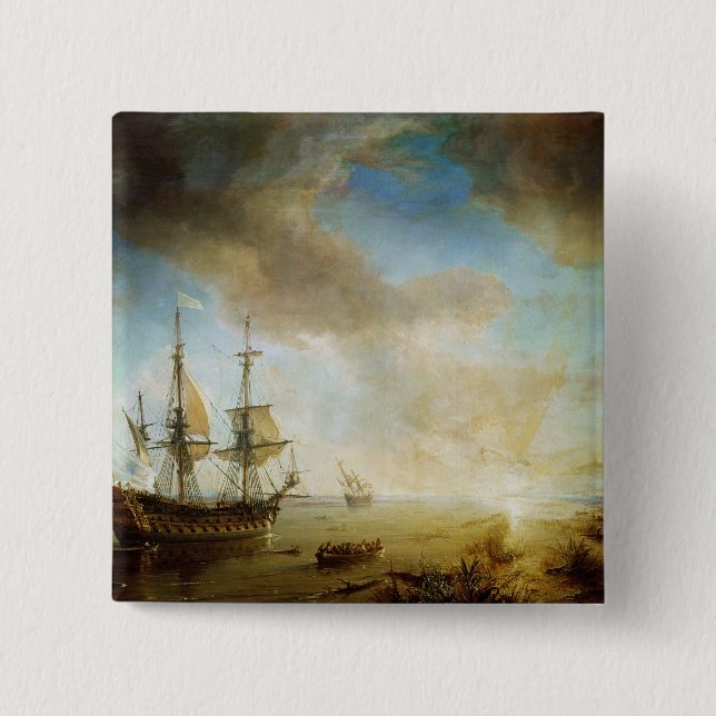 Expedition of Robert Cavelier de La Salle 2 Inch Square Button (Front)