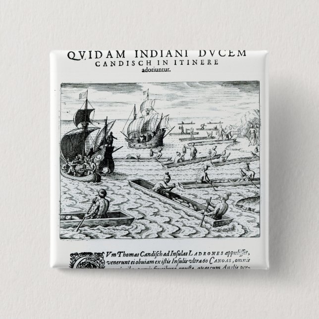 Expedition of Thomas Cavendish 2 Inch Square Button (Front)