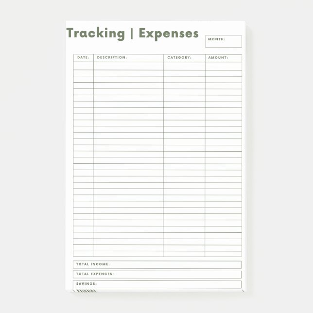 Expense and Income Budget Tracking  Post it Notes (Front)