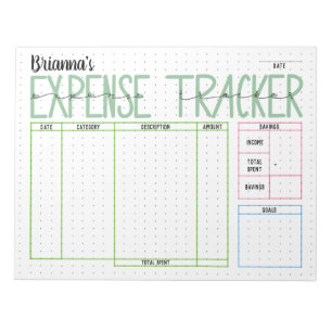 Expense Tracker Colourful Savings Chart Notepad