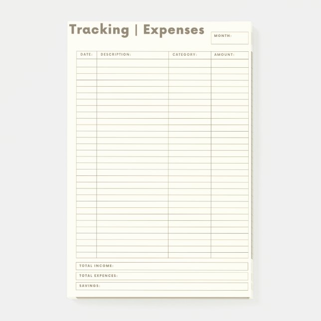 Expense Tracking Post it Notes (Front)