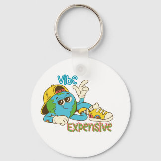 Expensive Vibe – Cool Retro Earth Character Design Keychain