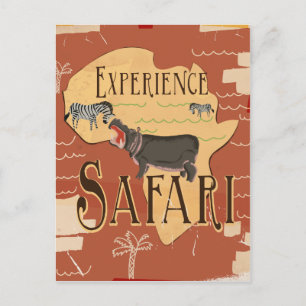 Experience African Safari Vintage Travel Poster Postcard