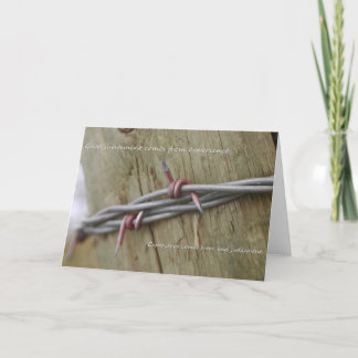 Experience Barb wire fence greeting card