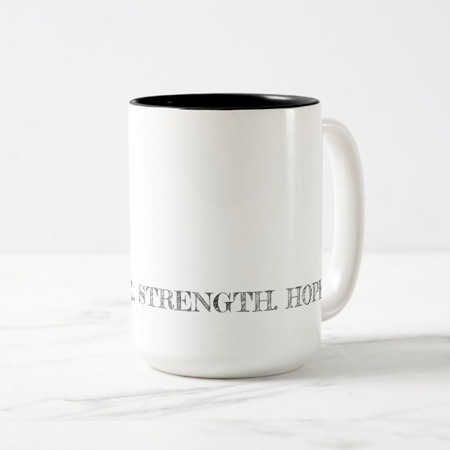 EXPERIENCE. STRENGTH. HOPE. Recovery Typography Two-Tone Coffee Mug (Front Right)