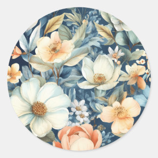 Experience the beauty of hand-painted flowers classic round sticker
