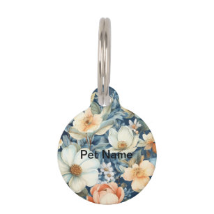 Experience the beauty of hand-painted flowers pet tag