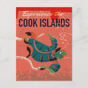 Experience the cook islands vintage travel poster postcard