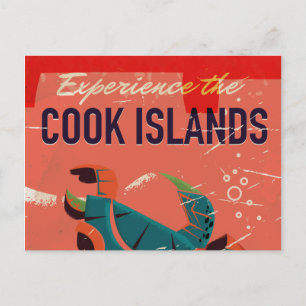 Experience the cook islands vintage travel poster postcard