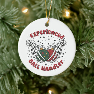 Experienced Ball Handler Christmas Skeleton Hand Ceramic Ornament