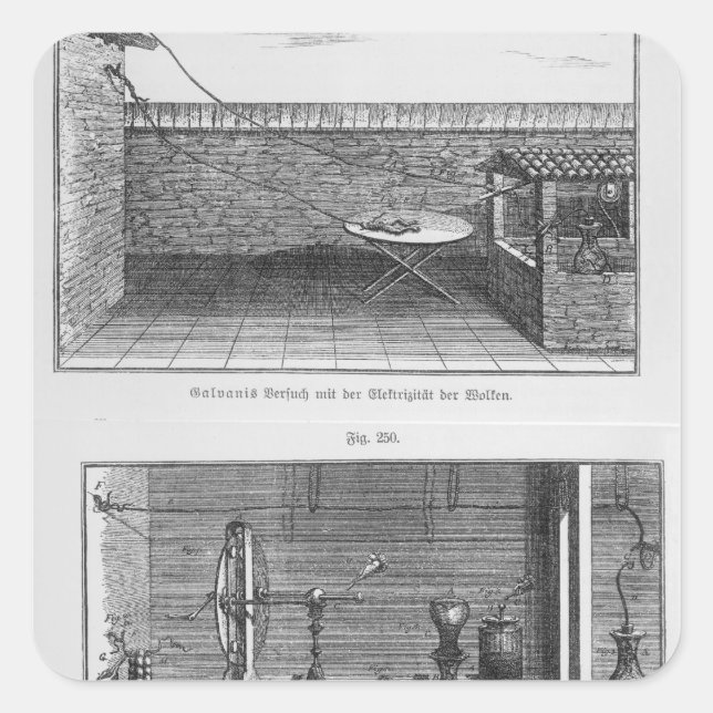 Experiment on frogs by Louis Galvani Square Sticker (Front)