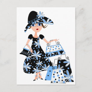 Expert Shopper in Blue Postcard