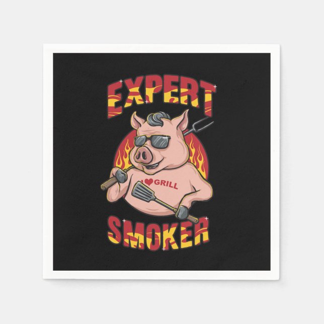Expert Smoker Barbecue Party Its Grill Time Napkin (Front)