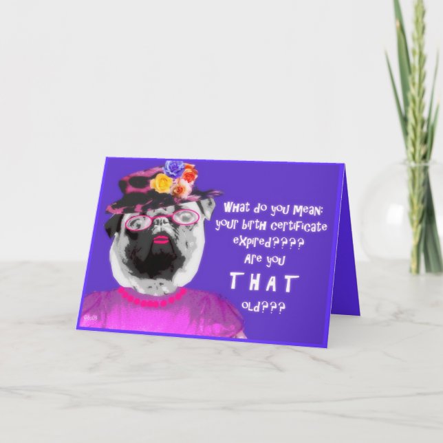 expired birth certificate and pug card (Front)