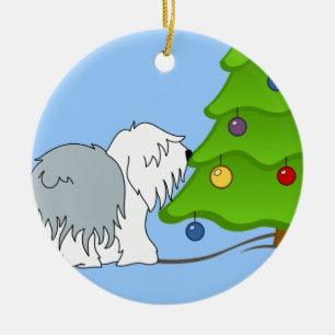 Explain the meaning of Christmas to your dog now! Ceramic Ornament