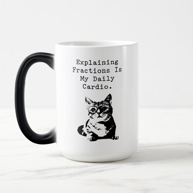 Explaining Fractions Daily Cardio Math Fun Magic Mug (Left)