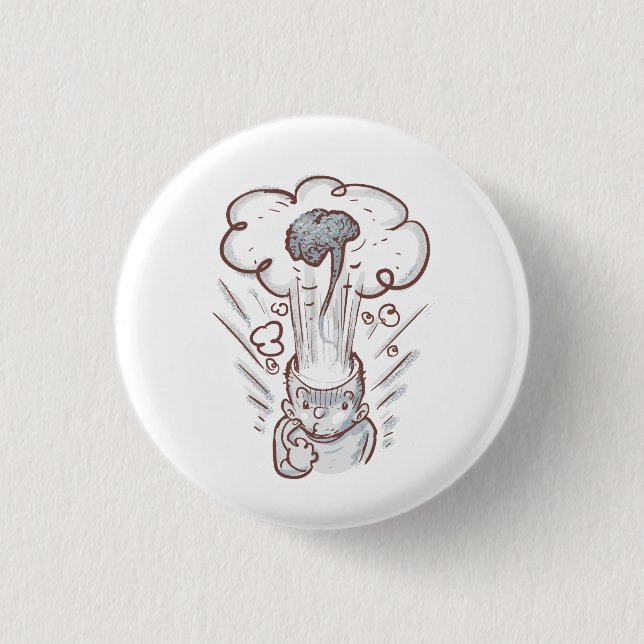 explode brain funny cartoon 1 inch round button (Front)