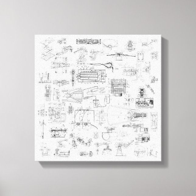 Exploded View Patent Diagrams Stretched Canvas Print (Front)