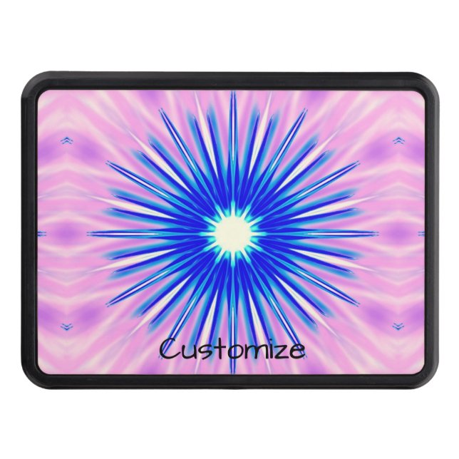 Exploding blue star cover Thunder_Cove Trailer Hitch Cover (Front)