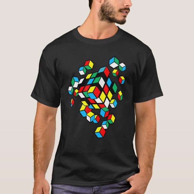Exploding Competitive Puzzle Cube Speed Cubing Vin T-Shirt (Front)