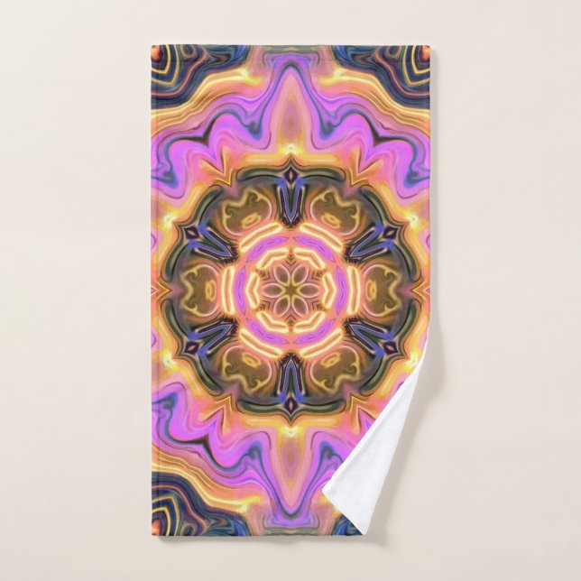 Exploding Lava Pot Lotus Mandala Bath Towel Set (Hand Towel)