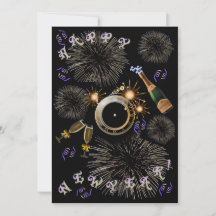 Exploding New Year Clock Invitations