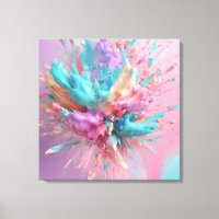 Exploding Paint Abstract Pink Turquoise Lilac