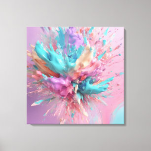 Exploding Paint Abstract Pink Turquoise Lilac Canvas Print