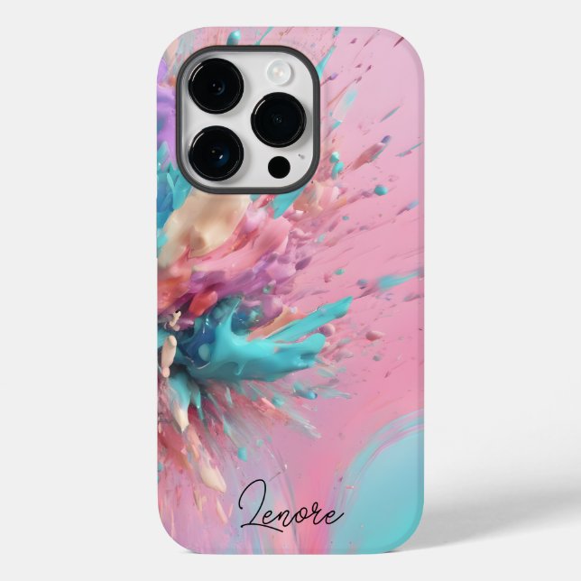 Exploding Paint Abstract Pink Turquoise Lilac Case-Mate iPhone Case (Back)