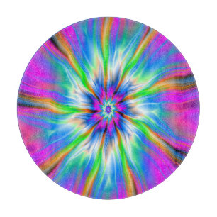 Exploding Palette of Blue and Pink Cutting Board