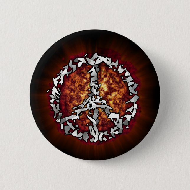 Exploding Peace Sign 2 Inch Round Button (Front)
