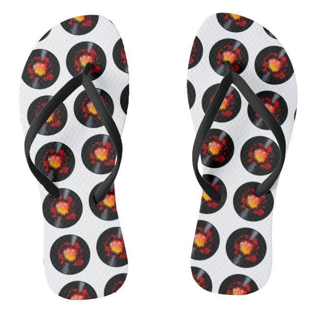 Exploding Pop Music Long Playing Record Flip Flops (Footbed)