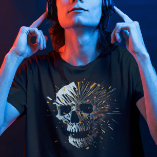Exploding Skull - Cracking Up Abstract Cool Skull  T-Shirt