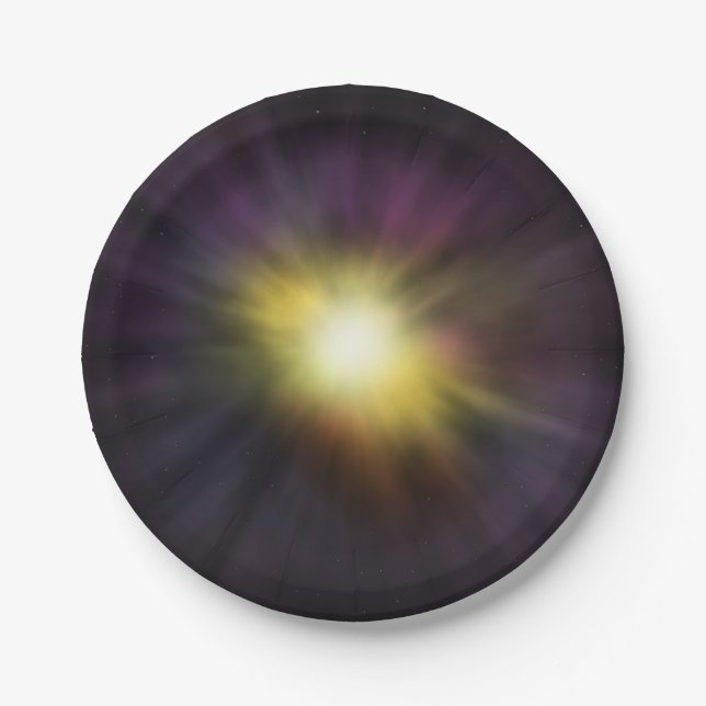 Exploding Star Cool Digital Space Artwork Paper Plate (Front)