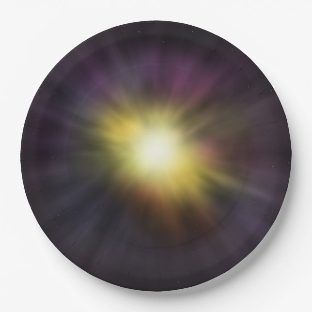Exploding Star Cool Digital Space Artwork Paper Plate (Front)