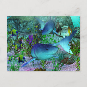 Exploration 3D Sharks Postcard