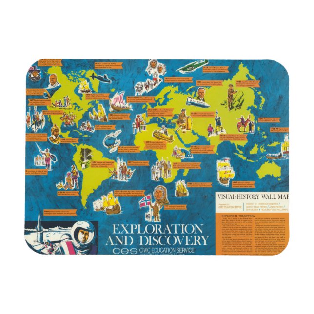 Exploration and Discovery Visual-History World Map Magnet (Horizontal)