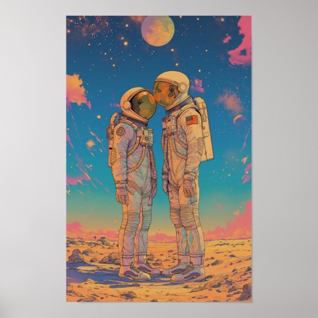 Exploration of Female Astronauts on Desert Planets Poster (Front)