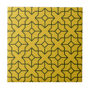 Explore a Symmetrical Yellow Geometric Pattern Tile