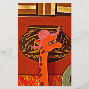 Explore African Wonder: Giraffe Art in Marvin Hat Stationery