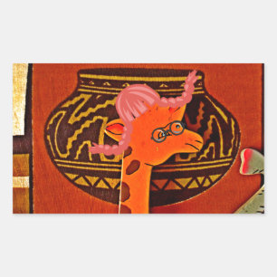 Explore African Wonder: Giraffe Art in Marvin Hat Sticker