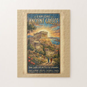 Explore Ancient Greece Vintage Travel Poster Jigsaw Puzzle