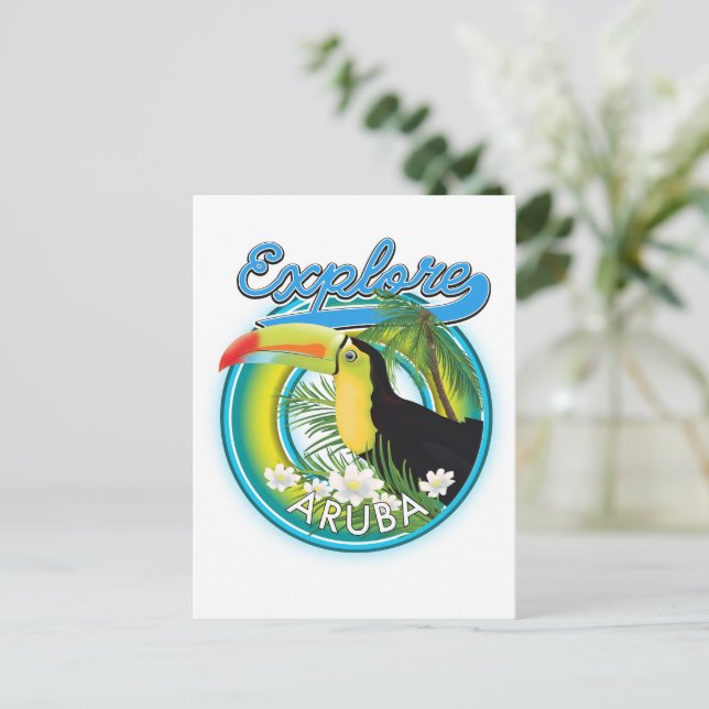 Explore Aruba travel logo Postcard (Standing Front)
