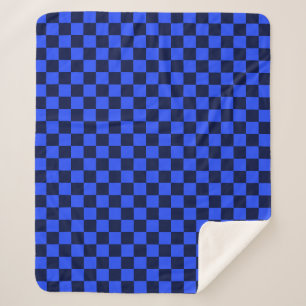 Explore Bold Blue and Black Chequered Design Sherpa Blanket