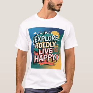 Explore Boldly Live Happy: Adventure Awaits T-Shirt