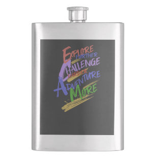 Explore Challenge Adventure Quote Motivation Hip Flask