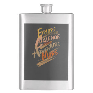 Explore Challenge Adventure Quote Motivational In Hip Flask